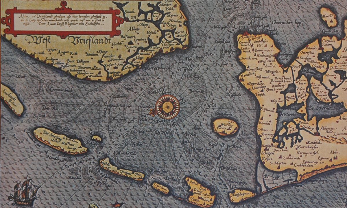 Noordelijke Zuiderzee in 1583 | © Naar een kaart van Aurigarniu