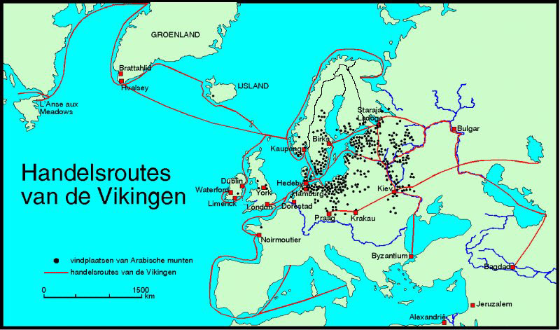 Handelsroutes van de vikingen | © Copyright 2018 Karigro